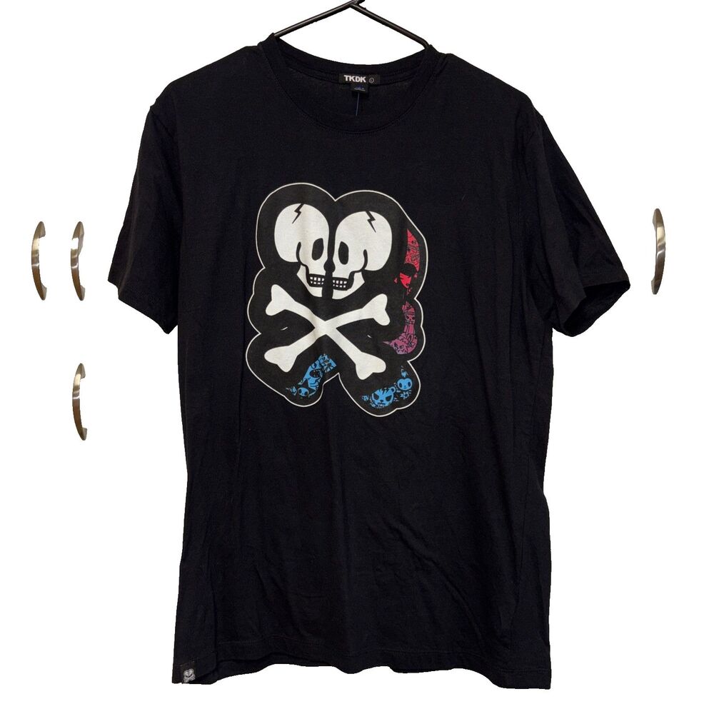 Tokidoki Tkdk T shirt Graphic Heart Skulls Black L Cotton Pullover Short Sleeve